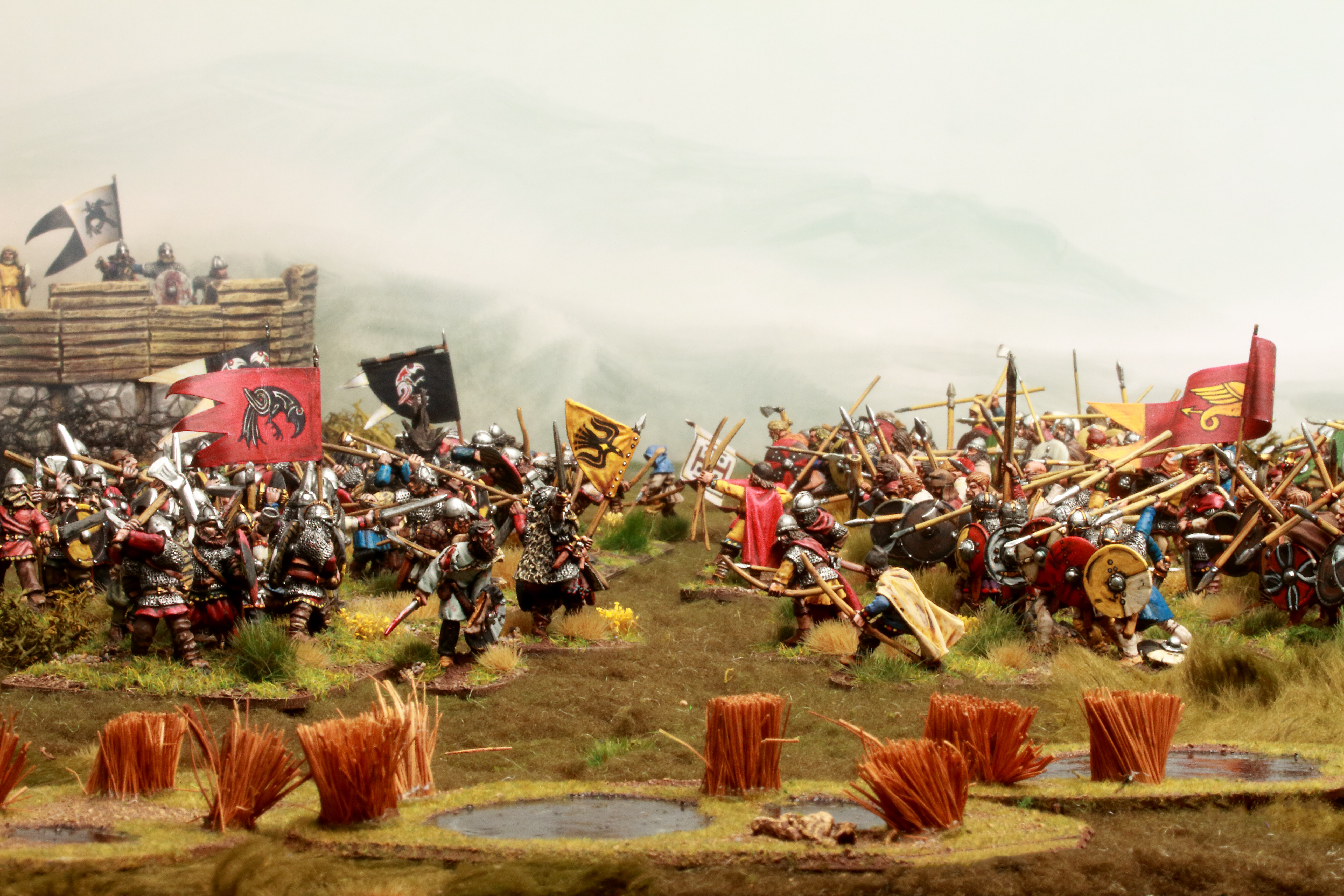 Vikings vs Saxons in
                28mm battle